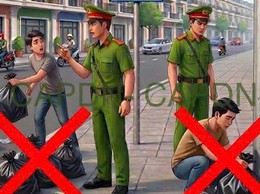 Công an xã Xuân Mai tuyên truyền về việc tăng gấp đôi mức phạt vi phạm về xả rác nơi công cộng