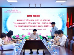 BAN KINH TẾ - NGÂN SÁCH HĐND XÃ THIÊN LỘC KHẢO SÁT CÔNG TÁC QUẢN LÝ, SỬ DỤNG TÀI SẢN CÔNG VÀ CÔNG TÁC THU - CHI TÀI CHÍNH TẠI TRƯỜNG TIỂU HỌC THĂNG LONG
