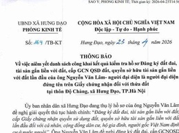 THÔNG BÁO
Về việc niêm yết công khai kết quả kiểm tra hồ sơ Đăng ký đất đai, tài sản gắn liền với đất, cấp GCN QSD đất cho ông Nguyễn Văn Lâm
