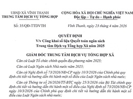 UBND XÃ VĨNH THANH
TRUNG TÂM DỊCH VỤ TỔNG HỢP