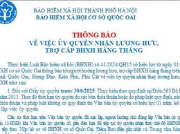 THÔNG BÁO Về việc thực hiện thủ tục ủy quyền nhận lương hưu, trợ cấp BHXH hàng tháng