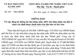 XÃ SÓC SƠN TRIỂN KHAI ĐĂNG KÝ THU NHẬN MẪU  ADN CHO THÂN NHÂN LIỆT SĨ CHƯA XÁC ĐỊNH DANH TÍNH.