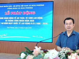 Xã Đoài Phương sôi nổi lễ phát động hưởng ứng Tháng công nhân, Tháng hành động về An toàn vệ sinh lao động và Hội thao CNVCLĐ năm 2026