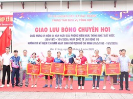 Bát Tràng tổ chức giao lưu bóng chuyền hơi chào mừng Ngày Giải phóng miền Nam 30-4 và Quốc tế Lao động 1-5