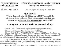 Quảng Bị: 2 tập thể được UBND thành phố Hà Nội tặng Cờ thi đua