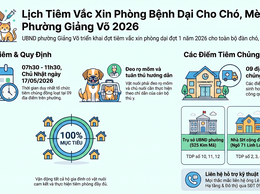 THÔNG BÁO: Tổ chức tiêm vắc xin phòng bệnh Dại cho đàn chó, mèo trên địa bàn phường Giảng Võ năm 2026