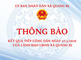 Thông báo kết quả tiếp công dân của Lãnh đạo UBND xã ngày 22/4/2026