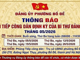 Lịch tiếp công dân định kỳ của đồng chí Bí thư Đảng ủy phường tháng 5/2026