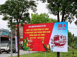 Xã Tiến Thắng trang hoàng rực rỡ chào mừng ngày 30-4 và 1-5