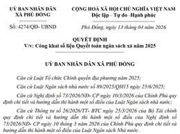 Quyết định công khai số liệu Quyết toán ngân sách xã năm 2025