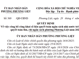 Công bố công khai số liệu quyết toán ngân sách nhà nước trên địa bàn: quyết toán thu, chi ngân sách phường Phương Liệt năm 2025