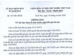 Xã Suối Hai thông báo lựa chọn tổ chức hành nghề đấu giá tài sản

