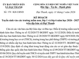 Toàn văn Kế hoạch của UBND xã Đại Thanh về phối hợp tổ chức kỳ thi tốt nghiệp THPT, kỳ thi tuyển sinh vào lớp 10 THPT, tuyển sinh vào các trường mầm non, lớp 1 và lớp 6 năm học 2026 - 2027 trên địa bàn xã.