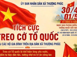 XÃ THƯỢNG PHÚC TÍCH CỰC TREO CỜ TỔ QUỐC CHÀO MỪNG KỶ NIỆM NGÀY GIẢI PHÓNG MIỀN NAM 30/4 VÀ NGÀY QUỐC TẾ LAO ĐỘNG 01/5