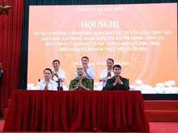 XÃ SÓC SƠN: KÝ KẾT CHƯƠNG TRÌNH PHỐI HỢP CÔNG TÁC TUYÊN GIÁO, DÂN VẬN GIỮA BAN XÂY DỰNG ĐẢNG VỚI UBND XÃ, BAN CHỈ HUY QUAN SỰ VÀ CÔNG AN XÃ