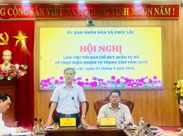 UBND xã Phúc Lộc tổ chức buổi làm việc với Ban Chỉ huy Quân sự xã về nhiệm vụ trọng tâm năm 2026