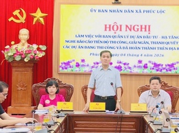 UBND xã tổ chức Hội nghị làm việc với Ban Quản lý dự án đầu tư – Hạ tầng về tiến độ thực hiện các dự án