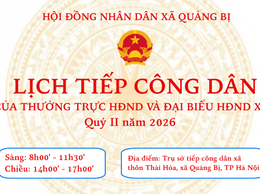 Lịch tiếp công dân của Thường trực HĐND và Đại biểu HĐND xã quý II/2026