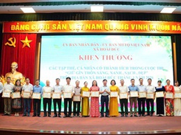 UBND-UB MTTQ xã Hoài Đức sơ kết 3 tháng triển khai cuộc thi Giữ gìn thôn, tổ dân phố sáng, xanh, sạch đẹp, an toàn