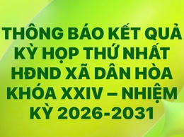 THÔNG BÁO KẾT QUẢ KỲ HỌP THỨ NHẤT HỘI ĐỒNG NHÂN DÂN XÃ DÂN HÒA KHÓA XXIV – NHIỆM KỲ 2026-2031