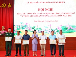 Phường Tùng Thiện tổng kết công tác tuyển chọn, gọi công dân nhập ngũ và thực hiện nghĩa vụ tham gia công an nhân dân năm 2026