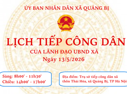Lịch tiếp công dân của Lãnh đạo UBND xã Quảng Bị ngày 13/5/2026 (thứ 4)