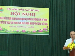 Hội Nông dân xã Phúc Thọ tập huấn xử lý rơm rạ và sử dụng thuốc bảo vệ thực vật an toàn