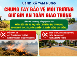 Xã Tam Hưng tăng cường tuyên truyền, kiểm tra, xử lý tình trạng đốt rơm rạ, phơi thóc lúa gây ô nhiễm môi trường và mất an toàn giao thông