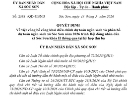 XÃ SÓC SƠN CÔNG BỐ CÔNG KHAI ĐIỀU CHỈNH DỰ TOÁN NGÂN SÁCH VÀ PHÂN BỔ DỰ TOÁN NGÂN SÁCH XÃ NĂM 2026 TRÌNH HĐND XÃ KHÓA II THÔNG QUA TẠI KỲ HỌP THỨ BA.