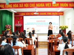 Trường mầm non Minh khai phối hợp với trường mầm non Dương Liễu tổ chức chuyên đề đối mới hình thức tổ chức hoạt động giáo dục trong linh vực phát triển thẩm mỹ tiếp cận chương trình giáo dục mầm non mới