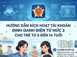 Hướng dẫn kích hoạt tài khoản định danh điện tử (ĐDĐT) mức 2 cho công dân từ 06 đến 14 tuổi
