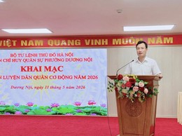 Ban Chỉ huy quân sự phường Dương Nội khai mạc huấn luyện dân quân cơ động năm 2026