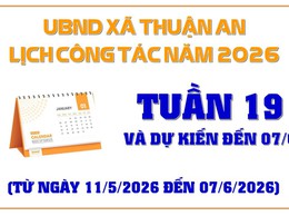 Lịch công tác tuần 19 - dự kiến đến 07/6 của UBND xã
