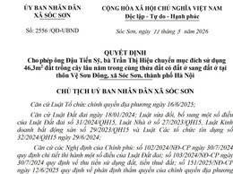 QUYẾT ĐỊNH CHO PHÉP ÔNG ĐẬU TIẾN SỸ, BÀ TRẦN THỊ HIỆU CHUYỂN MỤC ĐÍCH SỬ DỤNG 46,3M2 ĐẤT TRỒNG CÂY LÂU NĂM TRONG CÙNG THỬA ĐẤT CÓ ĐẤT Ở TẠI THÔN VỆ SƠN ĐÔNG, XÃ SÓC SƠN, THÀNH PHỐ HÀ NỘI