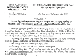 XÃ SÓC SƠN LẤY Ý KIẾN QUY HOẠCH TMB DỰ ÁN XÂY DỰNG HTKT KHU DÂN CƯ NO2 THUỘC Ô QUY HOẠCH II.2.2, THÔN DƯỢC HẠ