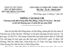 Thông cáo báo chí Chương trình Hội Gióng Đền Phù Đổng; Tuần lễ Văn hoá - Du lịch và kết nối thương mại về miền Di sản năm 2026