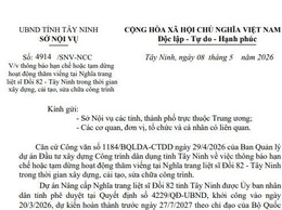 Thông báo hạn chế hoặc tạm dừng hoạt động thăm viếng tại Nghĩa trang liệt sĩ Đồi 82 - Tây Ninh trong thời gian xây dựng, cải tạo, sửa chữa công trình