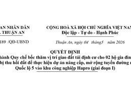Quy chế bốc thăm vị trí giao đất tái định cư cho 02 hộ gia đình, cá nhân bị thu hồi đất để thực hiện dự án nâng cấp, mở rộng tuyến đường nối từ Quốc lộ 5 vào khu công nghiệp Hapro (giai đoạn I)
