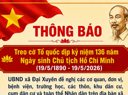 Thông báo treo cờ Tổ quốc dịp kỷ niệm 136 năm Ngày sinh Chủ tịch Hồ Chí Minh