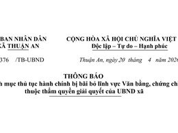 Danh mục thủ tục hành chính bị bãi bỏ lĩnh vực Văn bằng, chứng chỉ thuộc thẩm quyền giải quyết của UBND xã