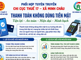 Xã Minh Châu phối hợp với Chi cục Thuế cơ sở 17 tuyên truyền về lợi ích của việc thanh toán không dùng tiền mặt.
