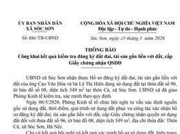 CÔNG KHAI KẾT QUẢ KIỂM TRA ĐĂNG KÝ ĐẤT ĐAI, TÀI SẢN GẮN LIỀN VỚI ĐẤT, CẤP GIẤY CHỨNG NHẬN QSDĐ