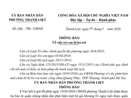 Thông báo về việc trẻ em bị bỏ rơi