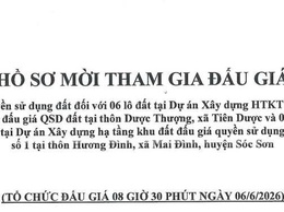 XÃ SÓC SƠN: CÔNG KHAI HỒ SƠ MỜI THAM GIA ĐẤU GIÁ