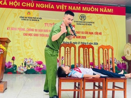 Tuyên truyền kỹ năng phòng chống đuối nước và PCCC cho 3.300 học sinh trường THCS Tốt Động, THCS Hoàng Diệu và THCS Lam Điền