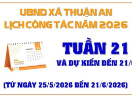 Lịch công tác tuần 21 - dự kiến đến 21/6 của UBND xã