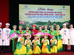 Đoàn văn nghệ Hội Người cao tuổi xã Kiều Phú ghi dấu ấn tại Liên hoan Tiếng hát dân ca Người cao tuổi thành phố Hà Nội năm 2026