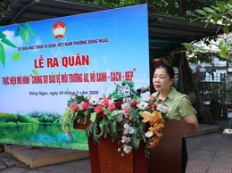 Ra quân thực hiện mô hình “Chung tay bảo vệ môi trường Ao, hồ xanh - sạch - đẹp” trên địa bàn phường Đông Ngạc