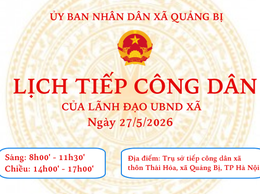 Lịch tiếp công dân của Lãnh đạo UBND xã Quảng Bị ngày 27/5/2026 (Thứ Tư)