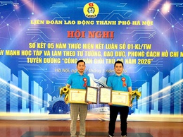 Tin bài: 02 công nhân tiêu biểu phường Yên Sở được vinh danh trong Hội nghị tuyên dương 100 công nhân giỏi Thủ đô năm 2026